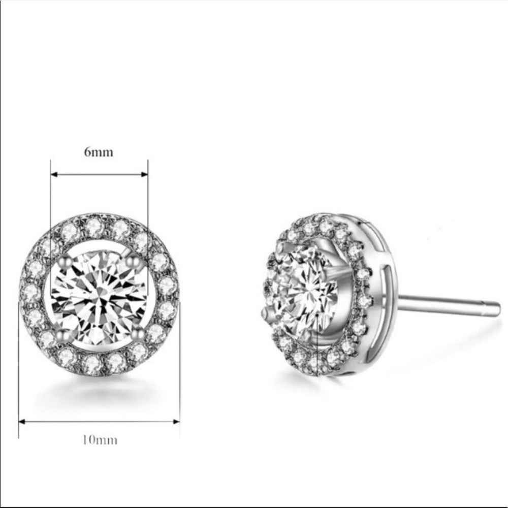 NEW STERLING SILVER DIAMOND EARRINGS - Picture 6 of 6